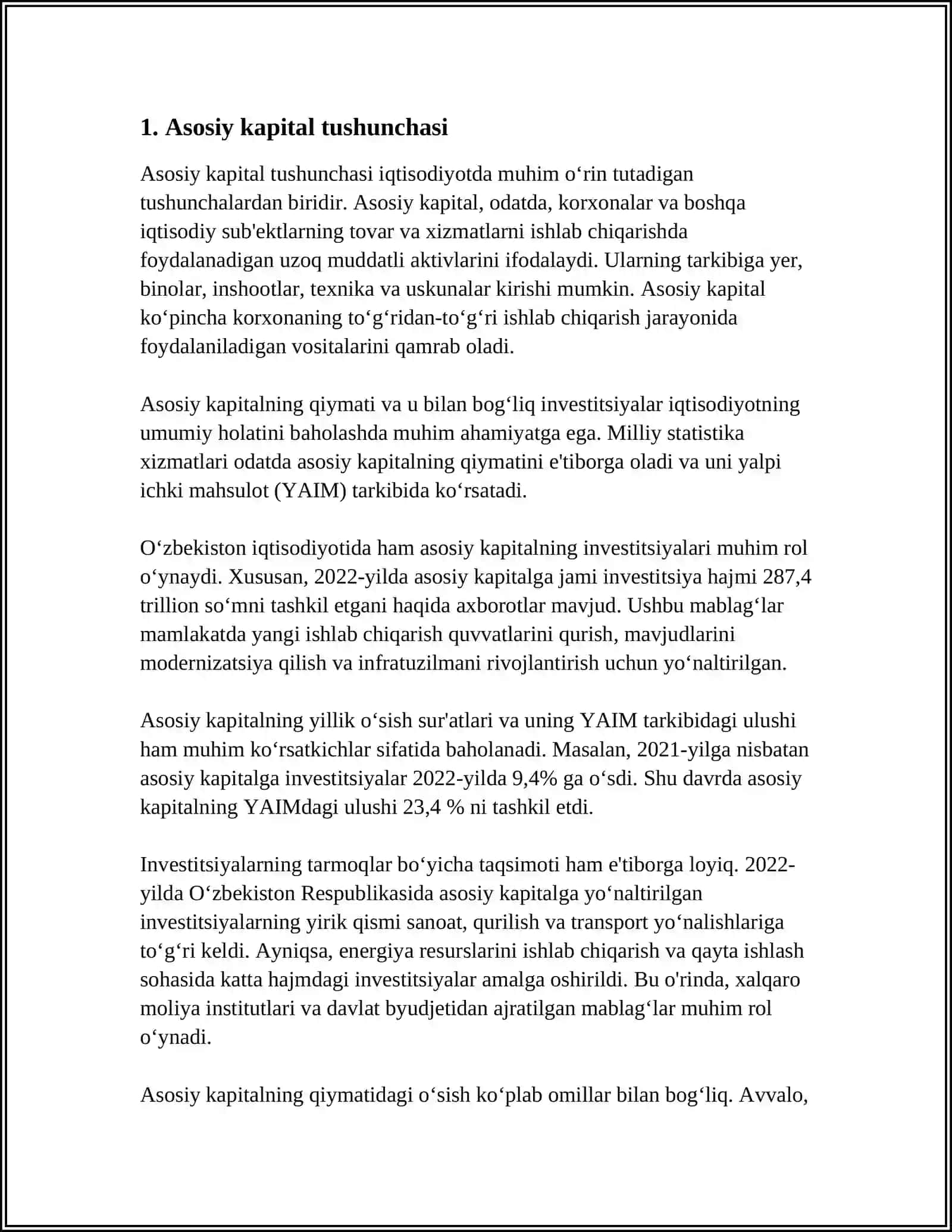 TADBIRKORLIK KAPITALINING AYLANISHI. ASOSIY VA AYLANMA CAPITAL 3