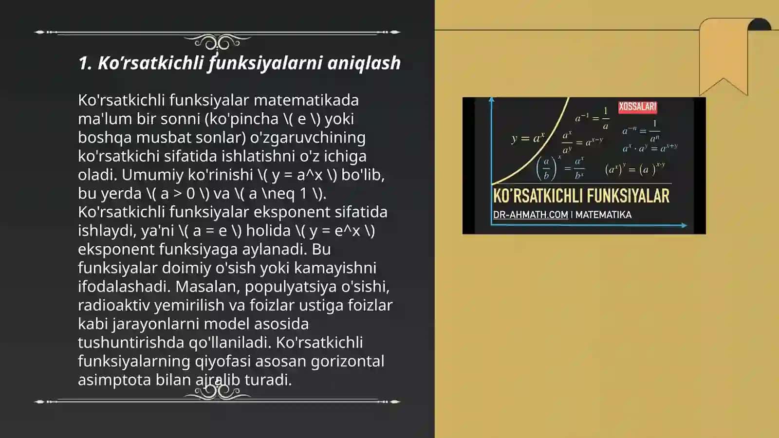 Ko’rsatkichli va logarifimik funksiyalar 3