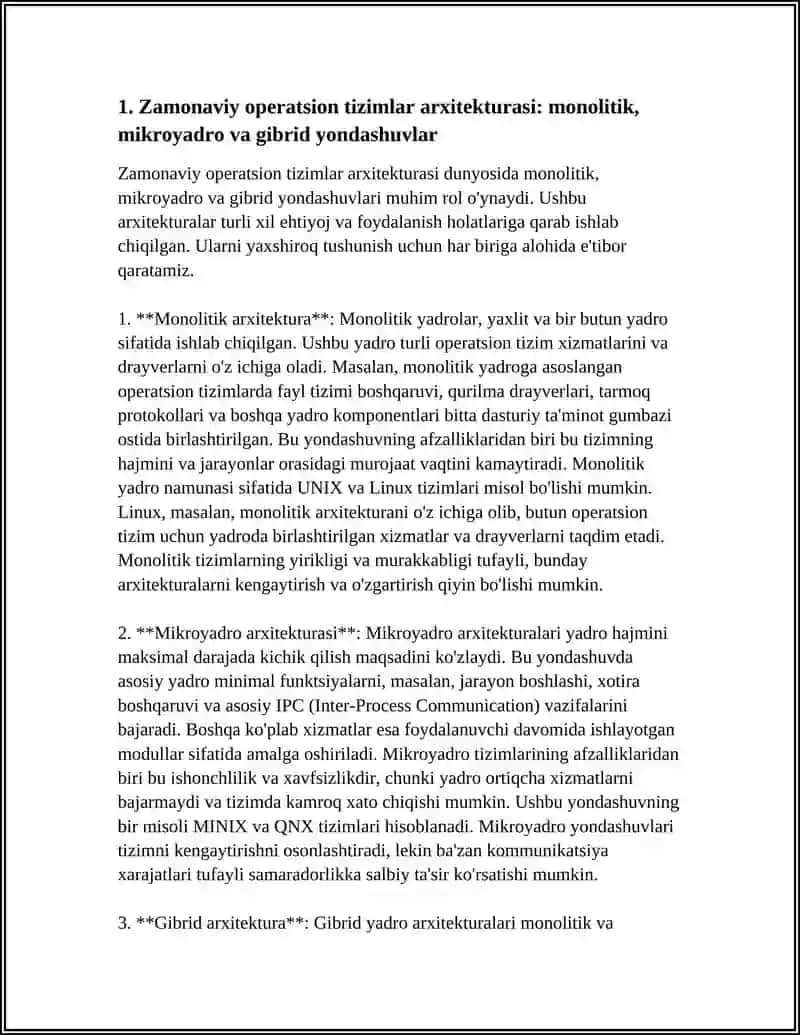 ZAMONAVIY OPERATSION TIZIMLAR TAHLIL 3
