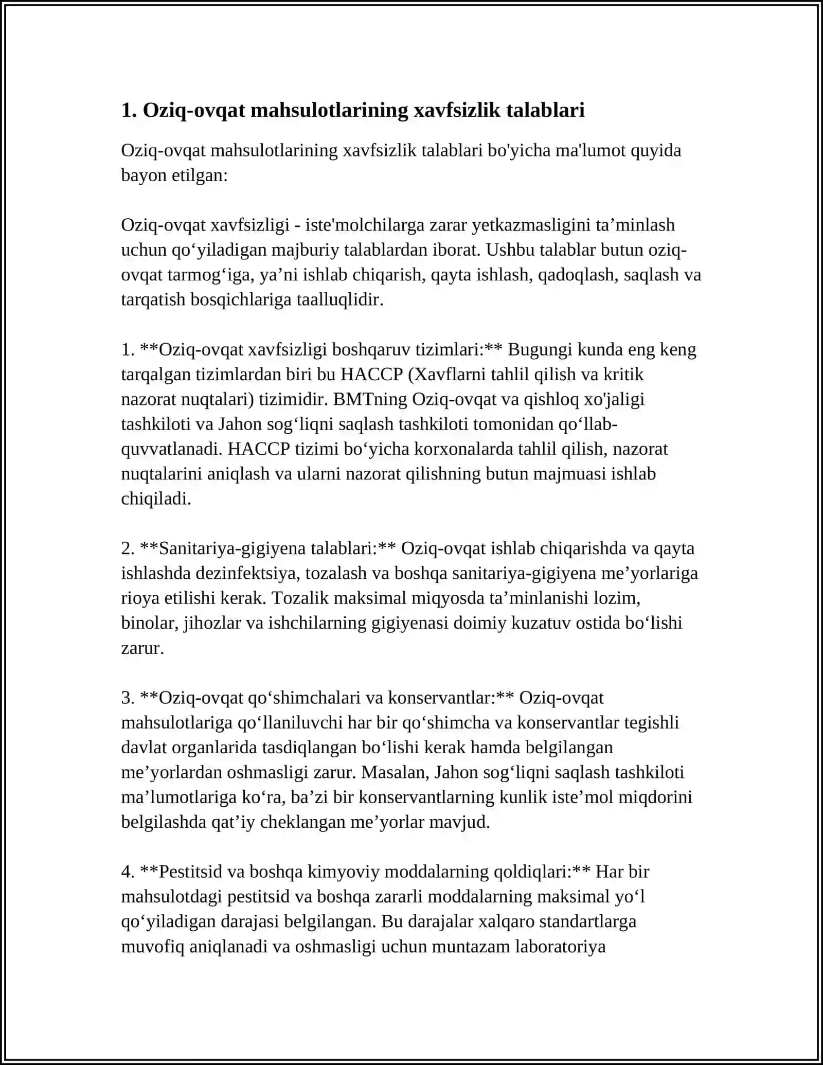 OZIQ-OVQAT MAHSULOTLARINING XAVFSIZLIGI 3