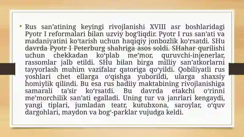 XVII asroxiri–XIX asr Russan’ati 3