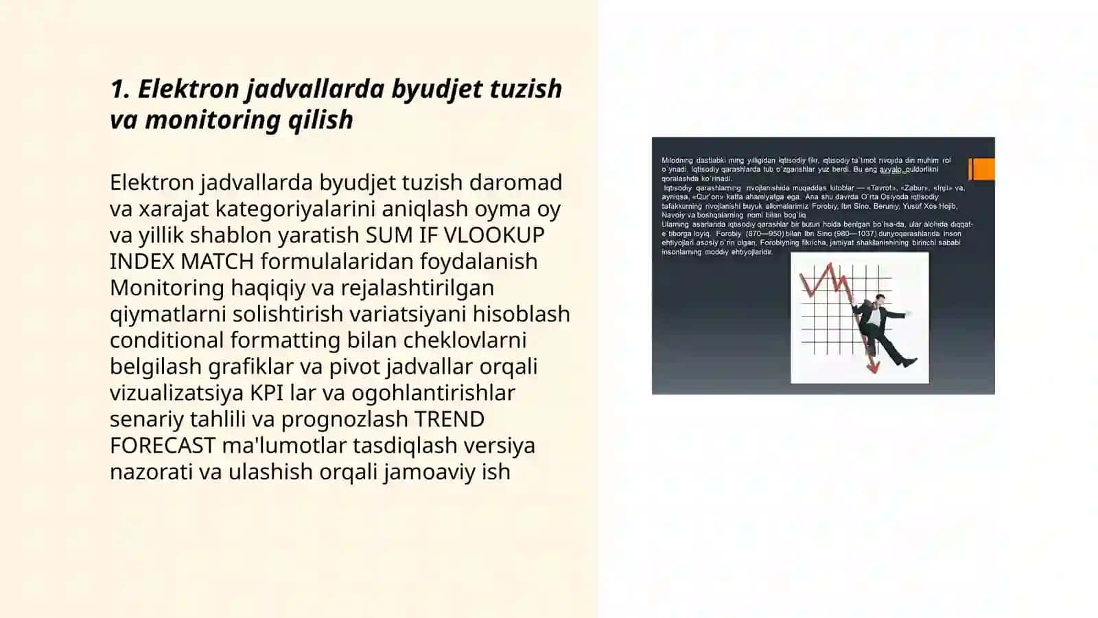 Iqtisodiyot va moliya sohasidagi amaliy vazifalarni yechish uchun elektron jadvallardan foydalanish 3