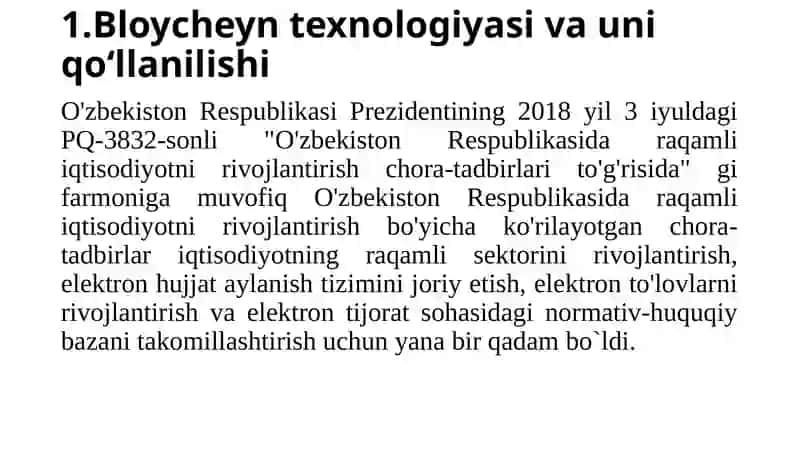 Blokcheyn texnologiyasi va undan foydalanish yo‘llari. 3