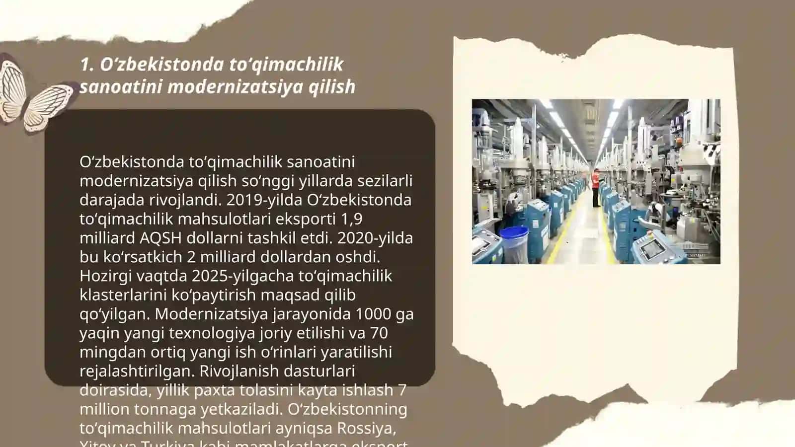 Oʻzbekistonda va jahonda toʻqimachilik sanoatini rivojlantirish 3