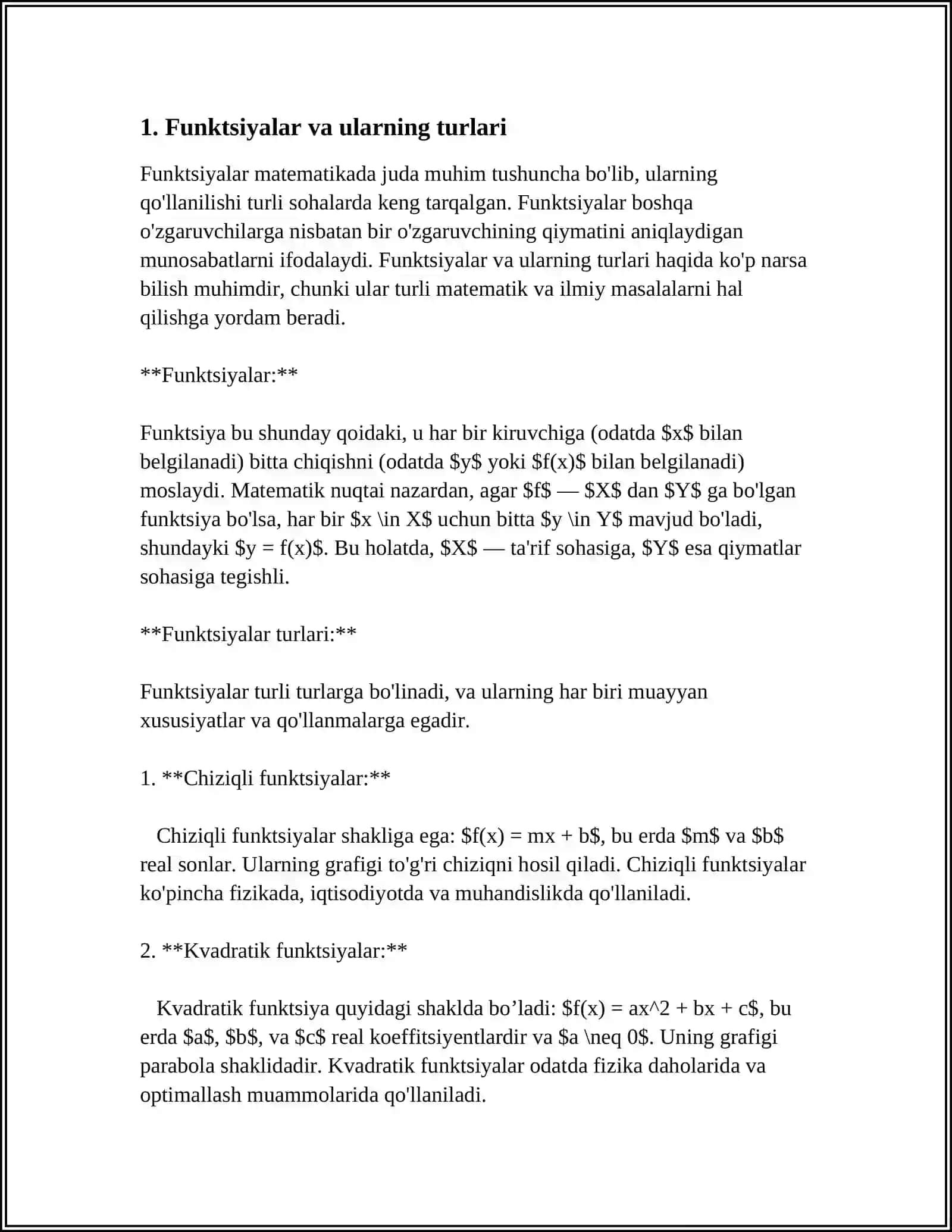 INFORMATIKA FANIDAN "MATEMATIK FUNKSIYALAR" 3