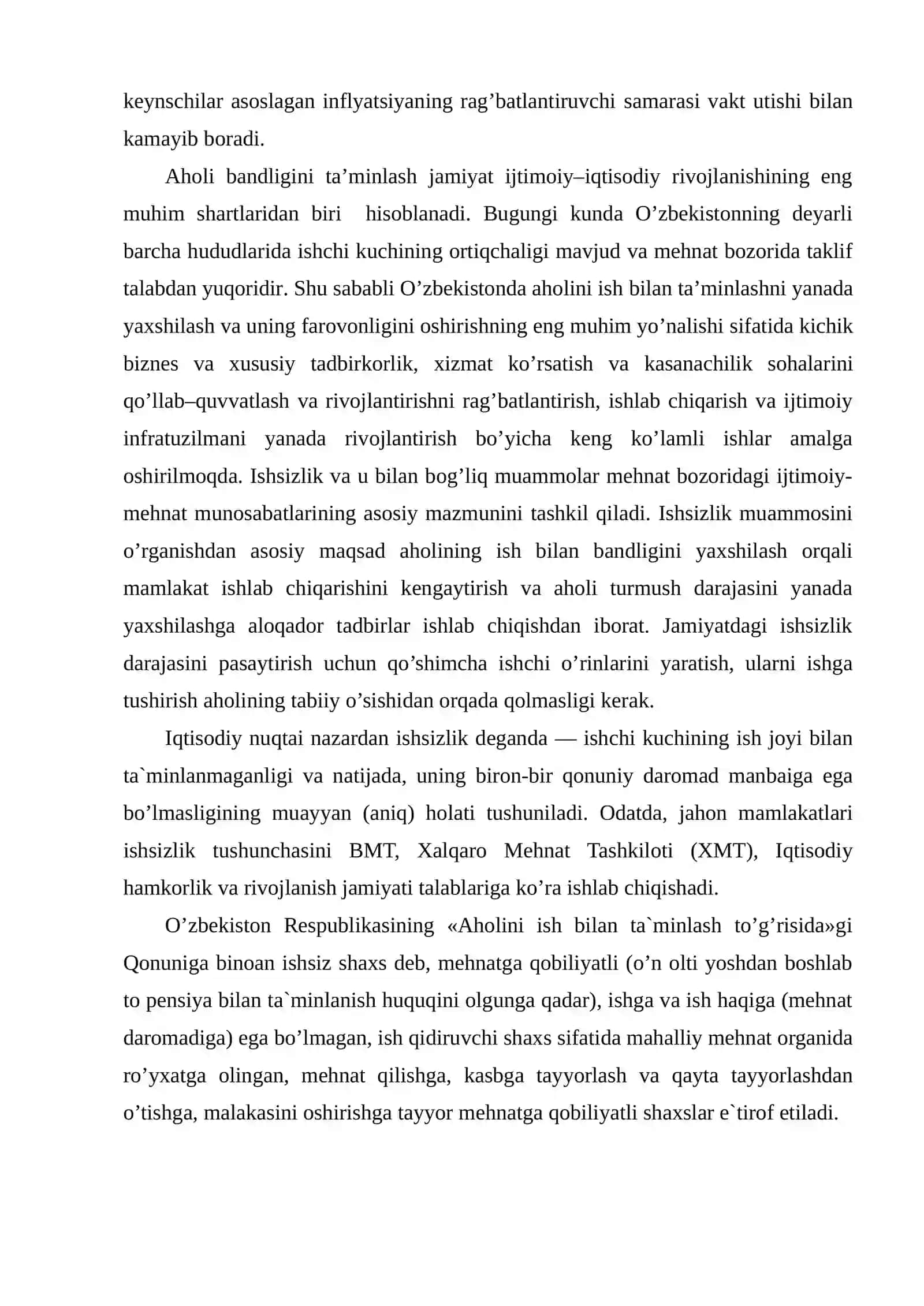 Ishsizlikning kelib chiqish sabablari va namoyon bo’lish shakllari 3