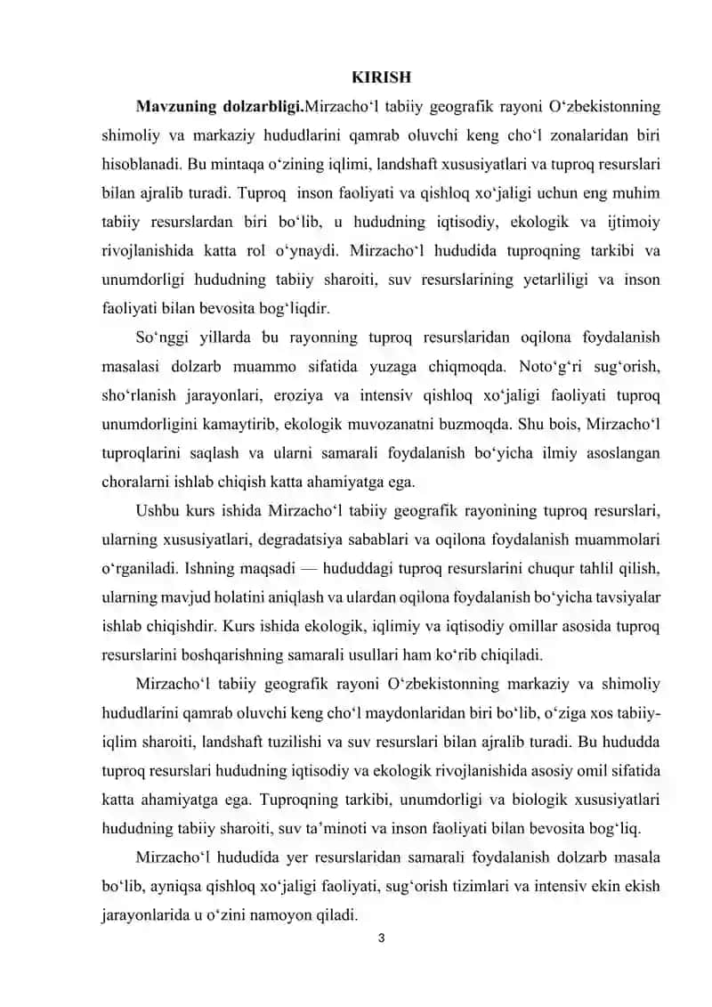 MIRZACHO'L TABIIY GEOGRAFIK RAYONINING TUPROQ RESURSLARI VA ULARDAN OQILONA FOYDALANISH MUAMMOLARI 3
