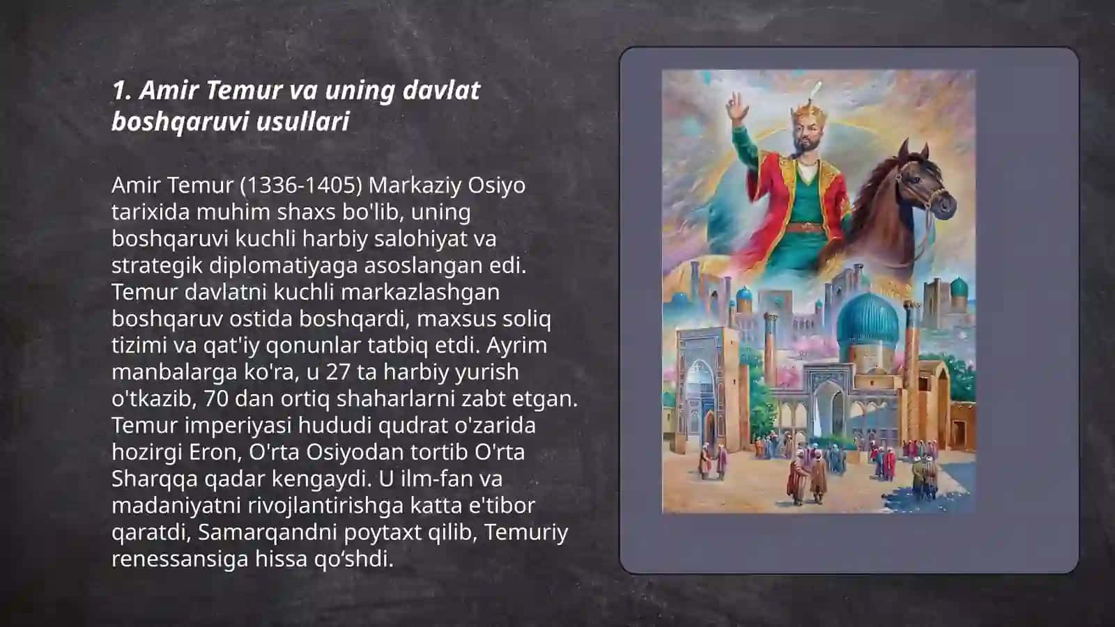 Amir Temur va uning davlat boshqaruvi usullari 3