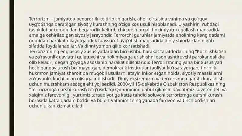 Dinni qo'biostidagi terrorizm tushunchasi va mohiyati 3
