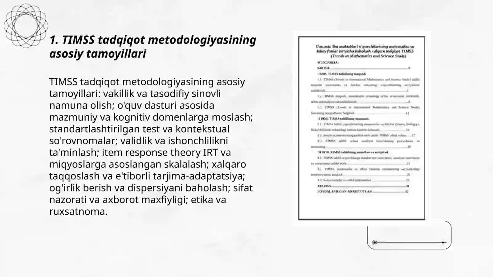TIMSS tadqiqot metodologiyasi 3