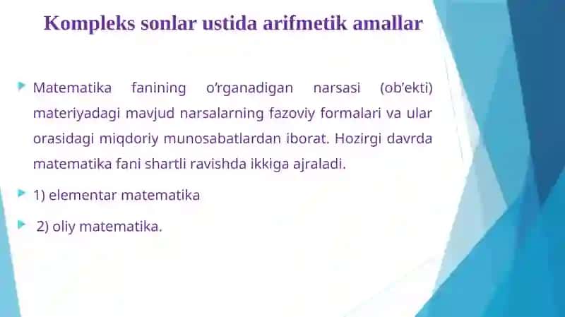 Komplekssonlar ustida amallar 3