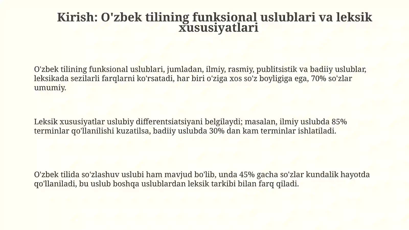 Ifodaviylik va uslubiy xoslanganlik jihatdan oʻzbek tili leksikasi 3