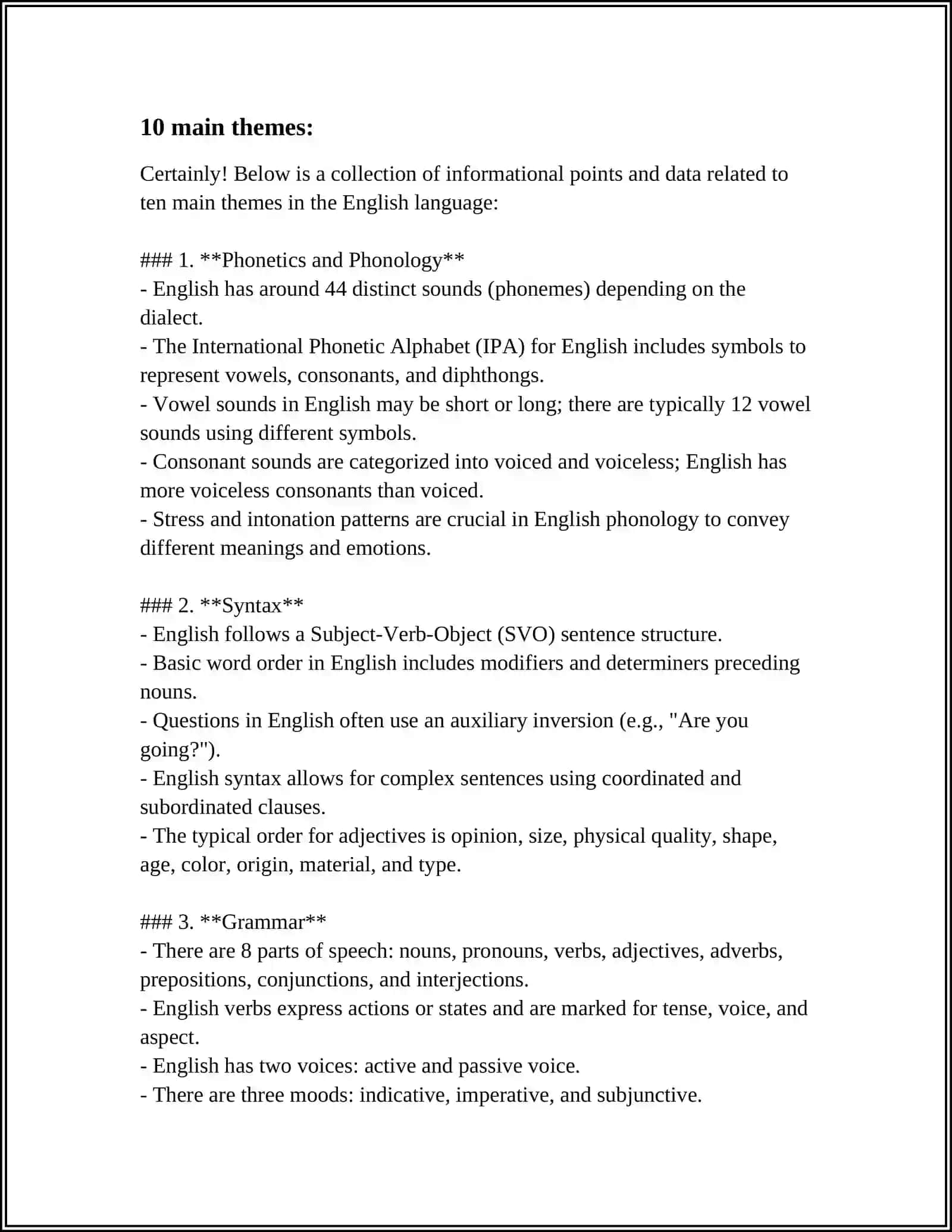 10 main themes in the English language 3