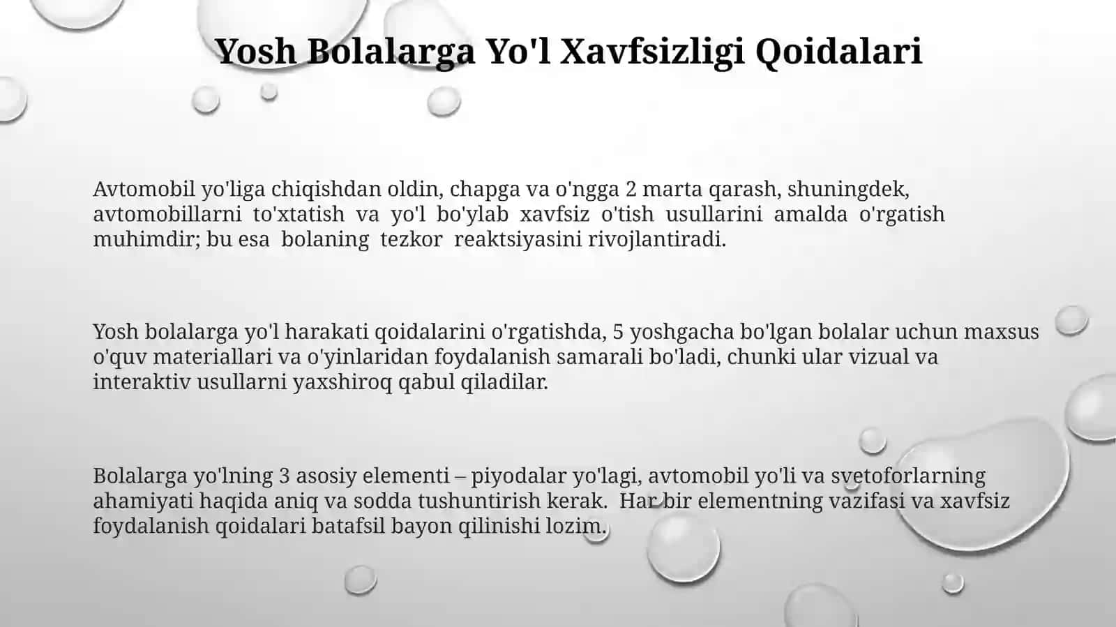 MTTda bolalarni yol harakat hafsizligi qoydalari bilan tanishtirish 3