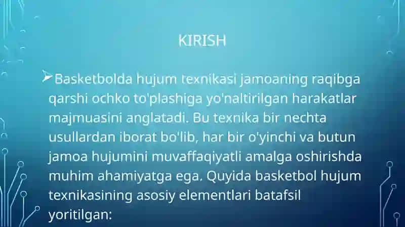 Basketbol o’yinida hujum texnikasi 3