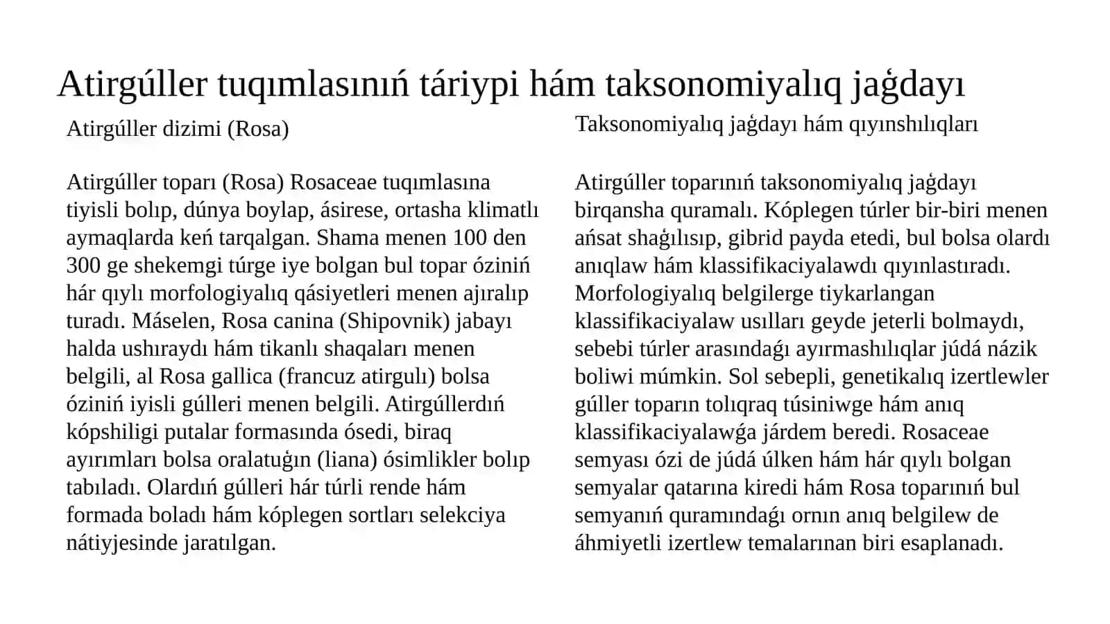 Atirgúller tuqımlasına tiyisli dárilik ósimlikler biologiyası hám ekologiyası 3