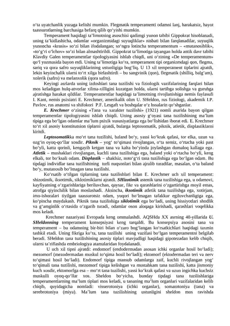 Temperament va shaxs. Xarakter strukturasi va tipologiyasi. Qobiliyatlar va ularning turlari 3