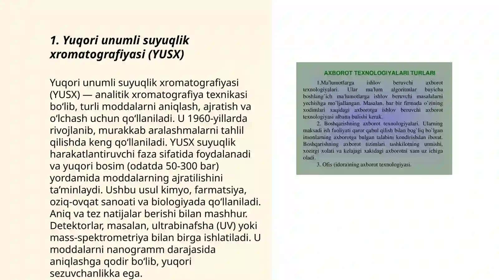 Yuqori unumli suyuqlik xromatografiyasi (YUSX) 3