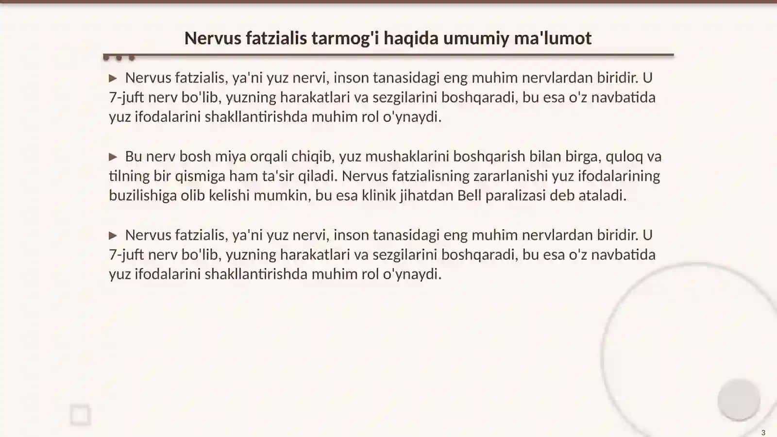 Nervus fatzialis tarmoqlari vazifasi davolash belgilari 3