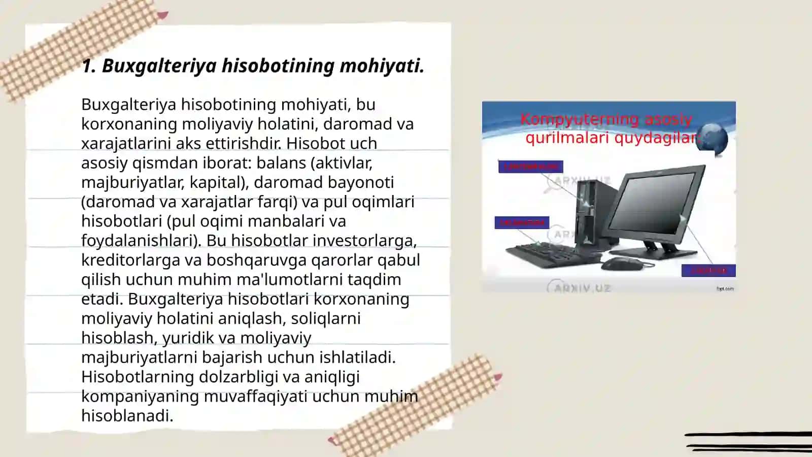 Buxgalteriya hisobotining mohiyati,ahamiyati,tayinlanishi va turlari 3