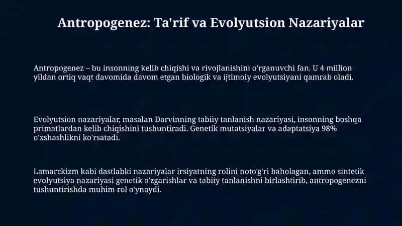 Antropogenez. Odamning paydo boʻlishi 3