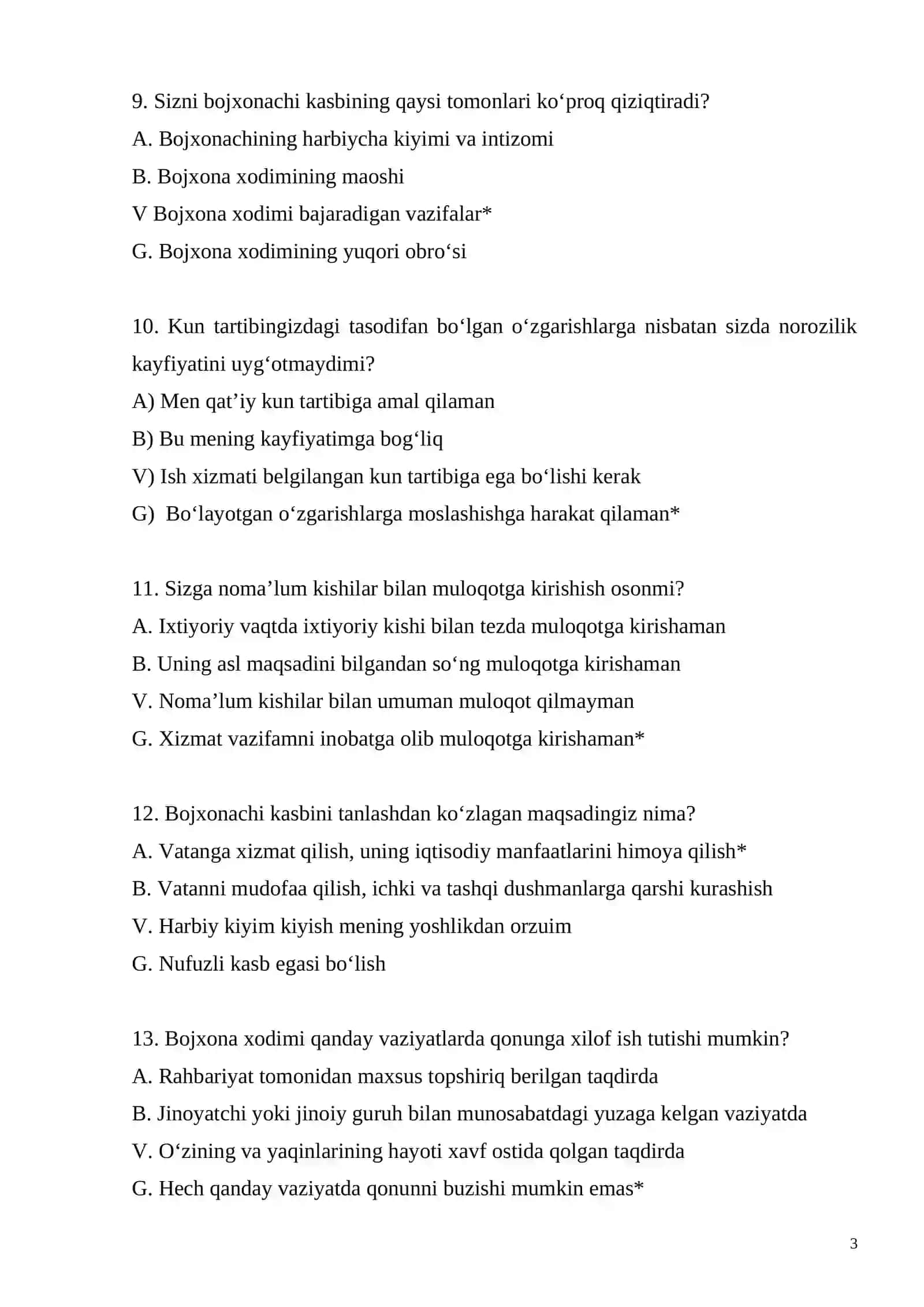 BOJXONA NOMZODLARI UCHUN  TEST SAVOLLARI. 3