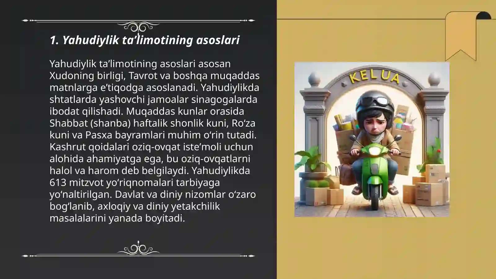 Yahudiylik taʼlimoti,anʼana va marosimlari 3