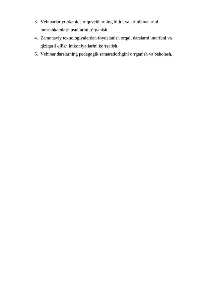 Maxsus fanlarni o'qitish jarayonida vebinar darslarning ahamiyati 3