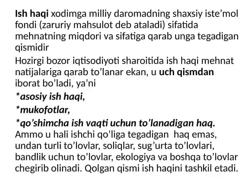 Ish haqi, aholi daromadlari va turmush darajasi 3