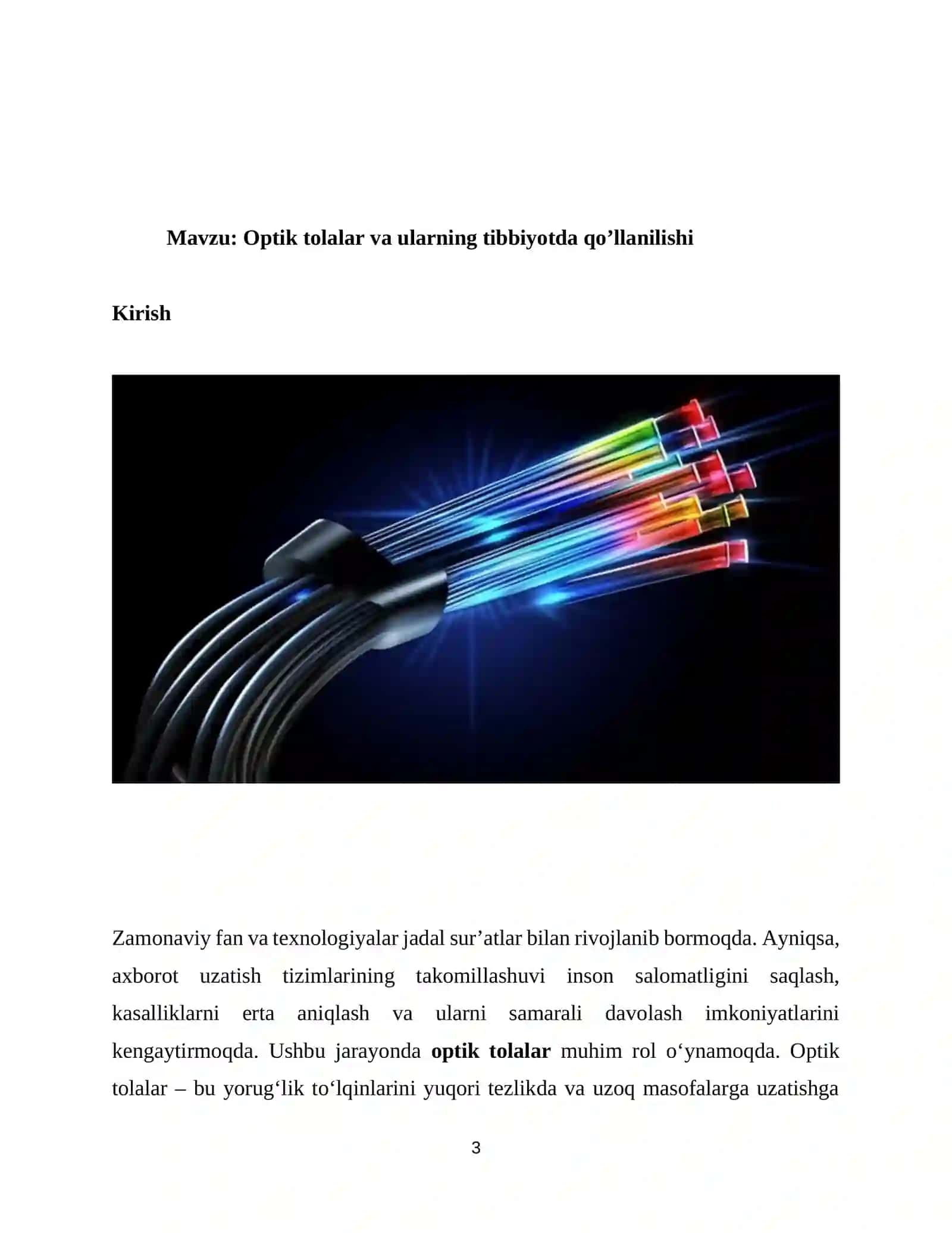 Optik tolalar va ularning tibbiyotda qo’llanilishi” 3