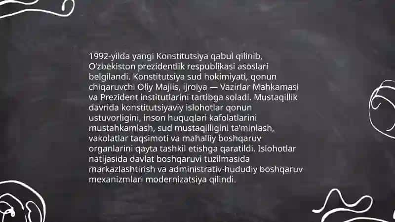 Mustaqillik davrida Konstitutsiyaviy islohotlar va davlat boshqaruvi tuzilmasi 3