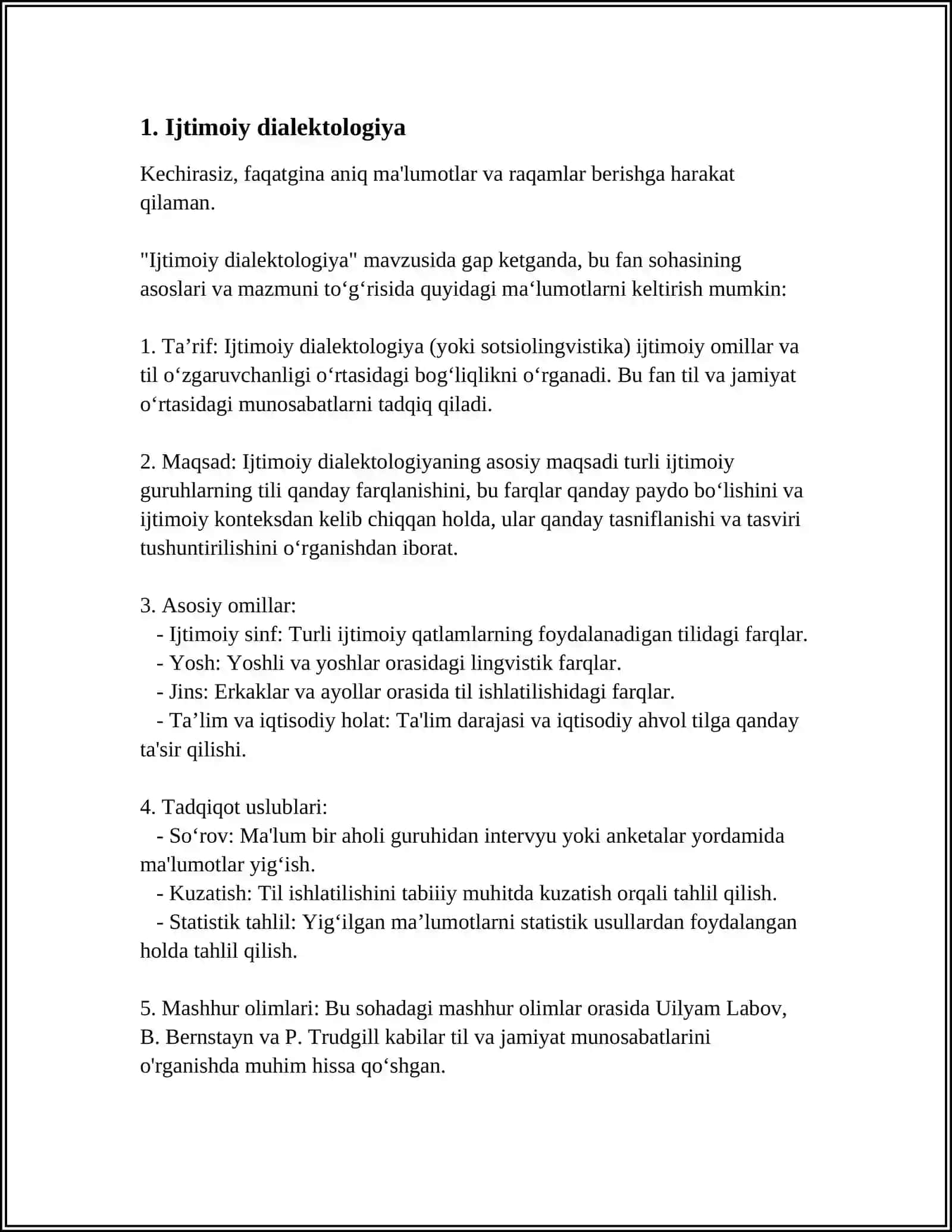MUSTAQIL ISH Mavzu: SOTSIOLINGVISTIKANING TARMOQLARI 3