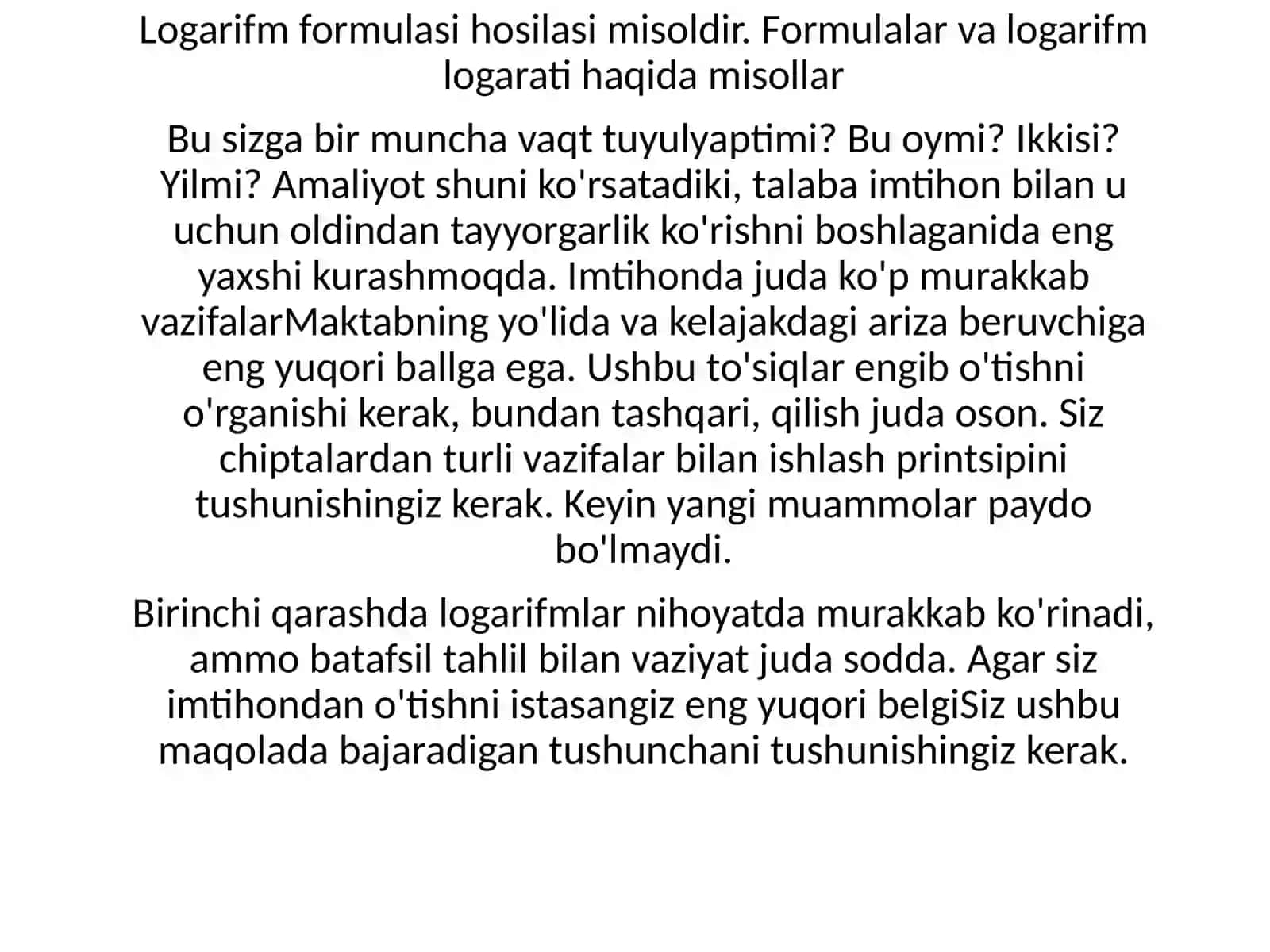 Logarifm formulalari va misollar 3
