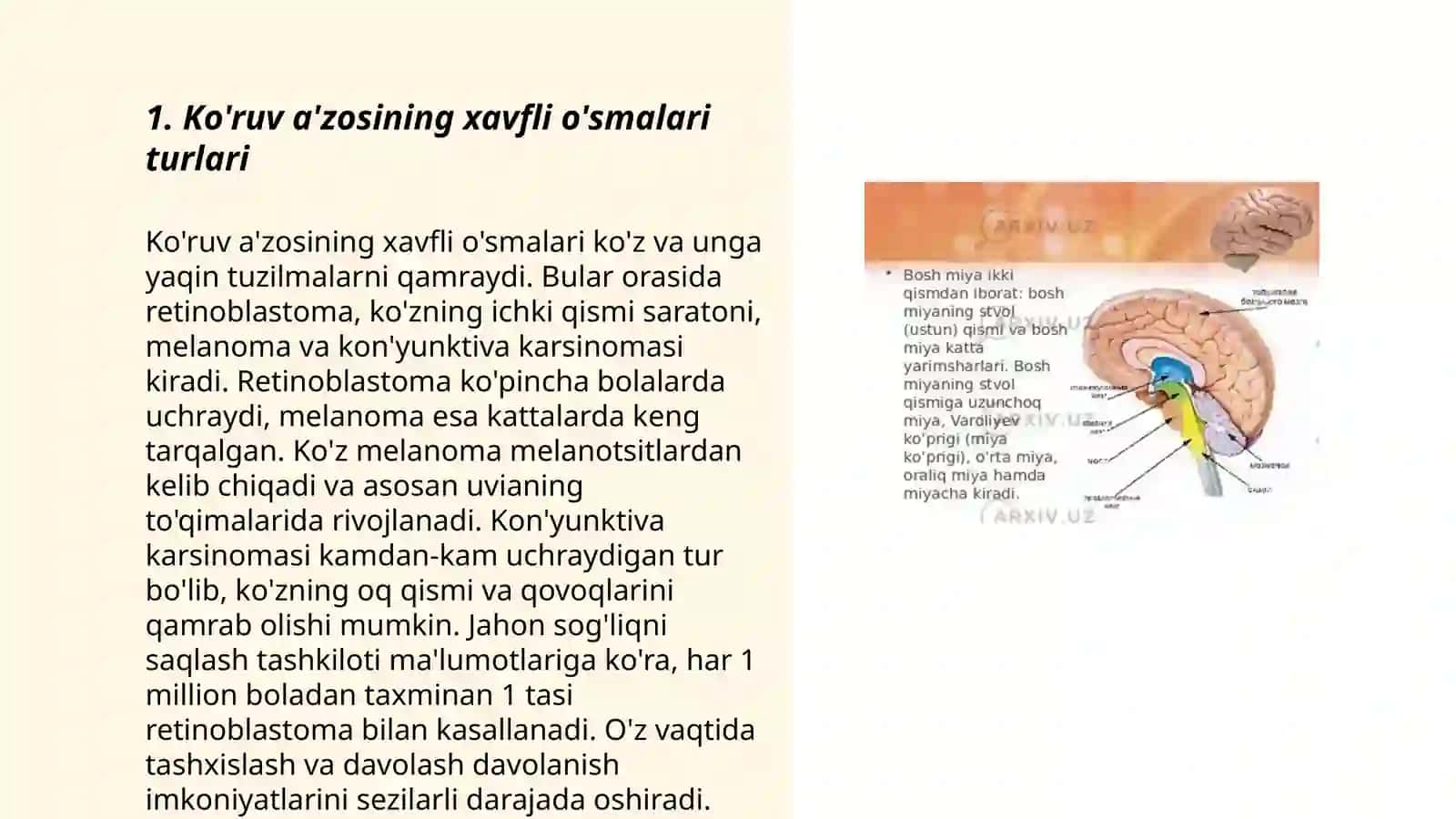 Ko'ruv a'zosining xavfli o'smalari 3