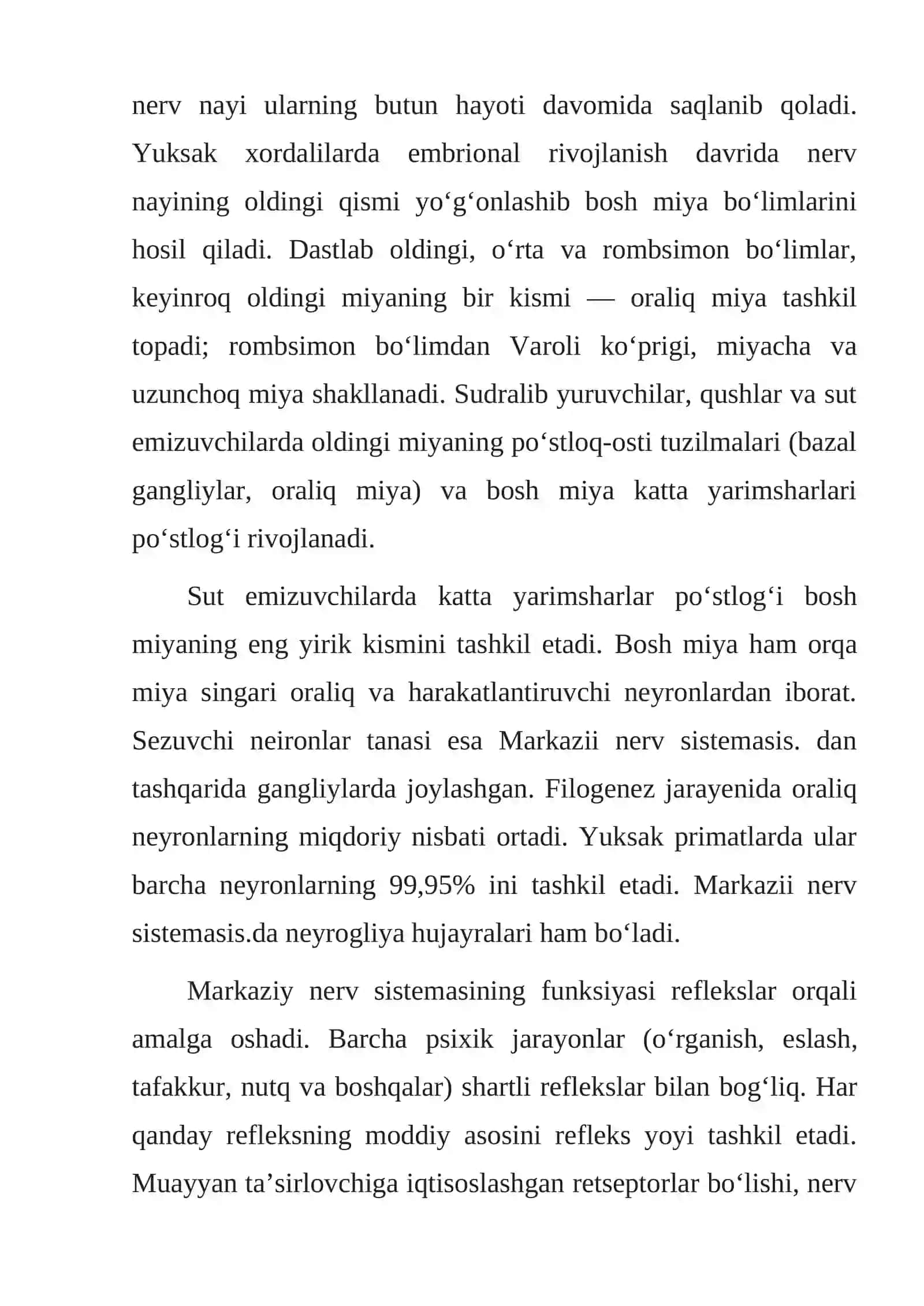 Umurtqalilar markaziy asab tizimining tuzilishi va vazifasi 3