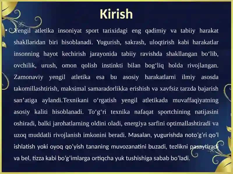 YENGIL ATLETIKA TURLARINI TEHNIKASINI O‘RGATISH 3