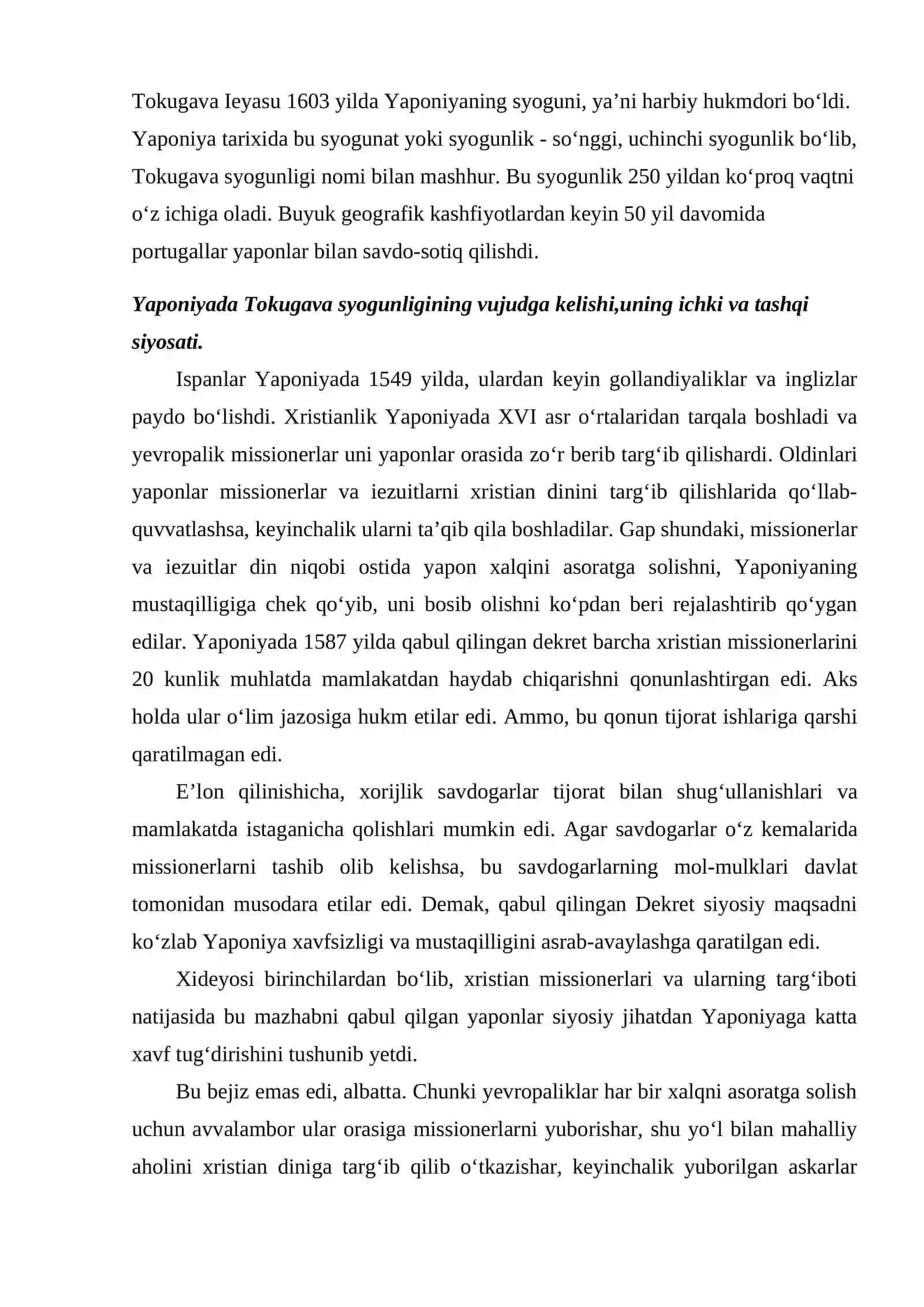 XVIII ASRNING II – YARMI  VA XIX ASRNING 70-YILLARIDA YAPONIYANING SIYOSIY, IQTISODIY VA IJTIMOIY AHVOLI 3