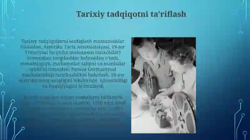 Tarixiy tadqiqot natijalarini aprobasiya va e'lon qilish usullari 3