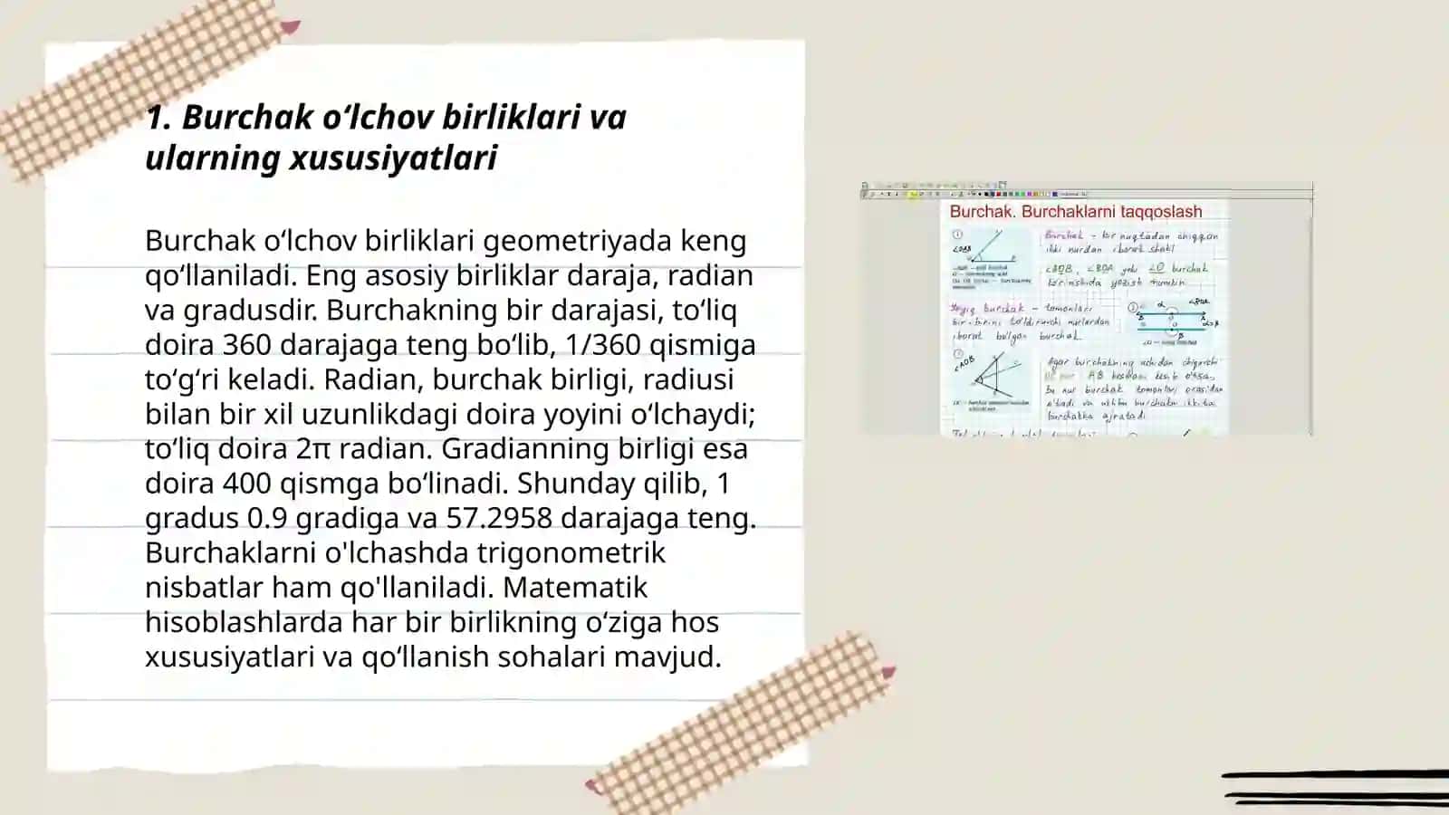 Burchak oʻlchov turlari va ularning xususiyatlari 3