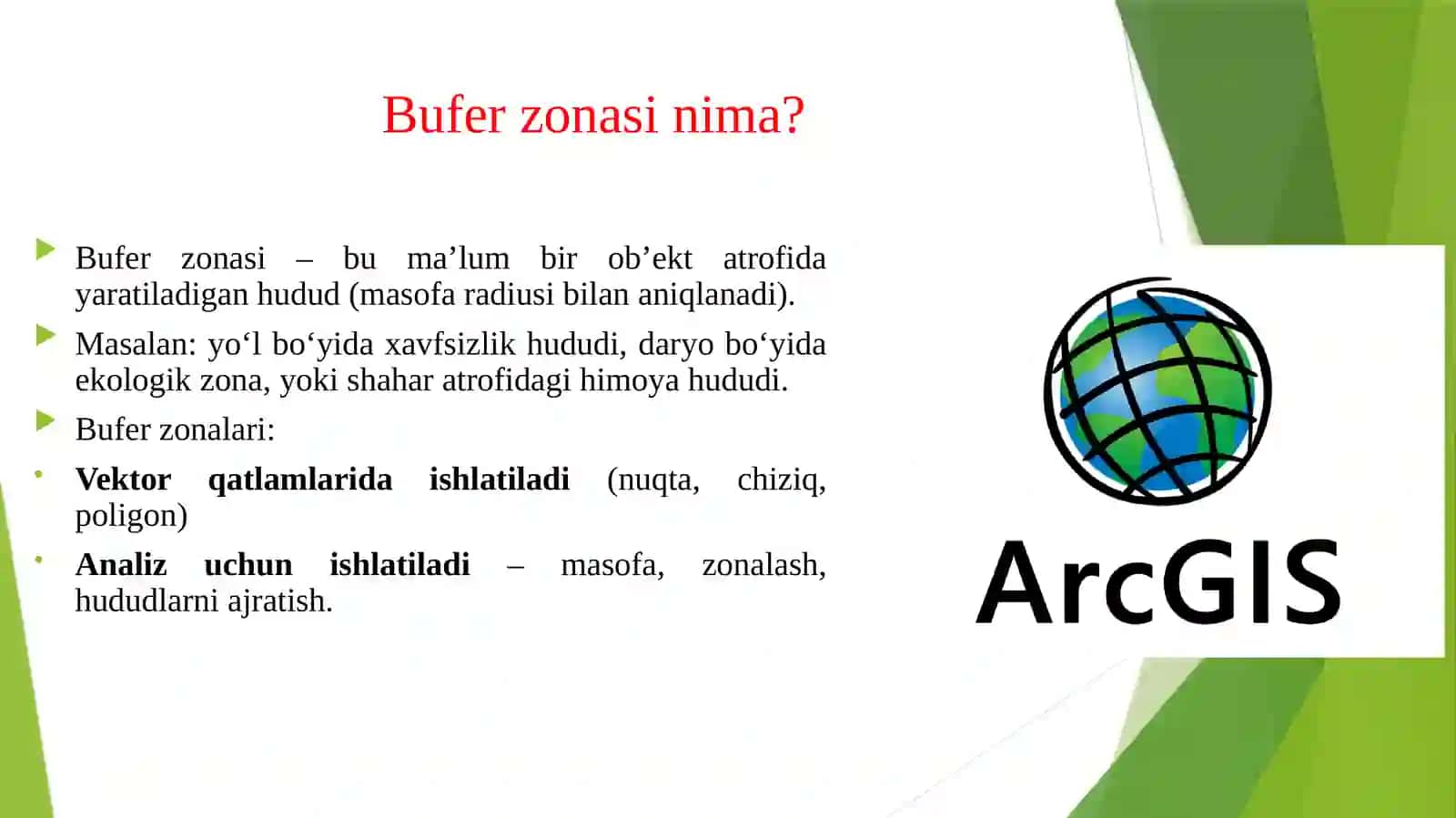 ARC gis dasturida bufer zonalar bilan ishlash 3