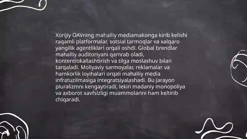 xorijiy OAV ning mediamakondagi o'rni 3