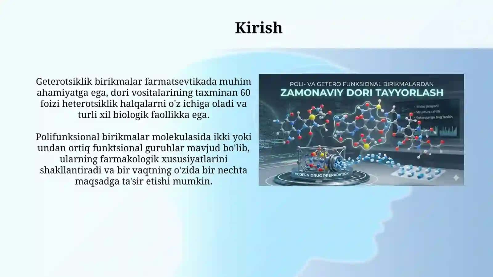 Getero va poli funksional birikmalar asosida ishlab chiqariladigan zamonaviy dori vositalari 3