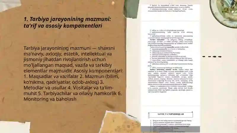 Tarbiya jarayonining mazmuni tarbiya qonuniyatlari va tamoyillari 3