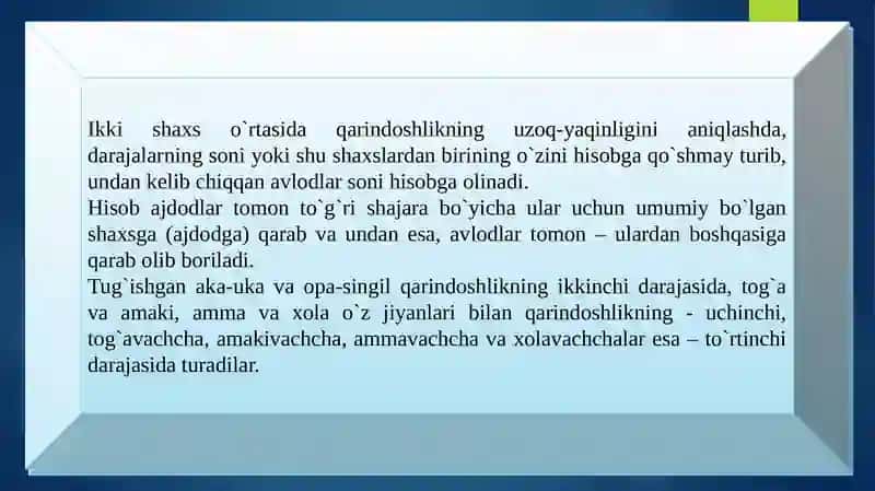 QON-QARINDOSHLIK VA BOLALARNING NASL-NASABINI BELGILASH 3