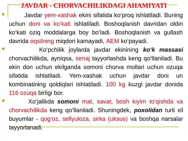 Javdarbiologiyasi va Yetishtirish Texnologiyasi 3