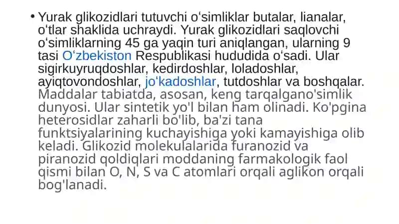 Yurak glikozidlarining kimyoviy tuzilishi va ahmiyati 3