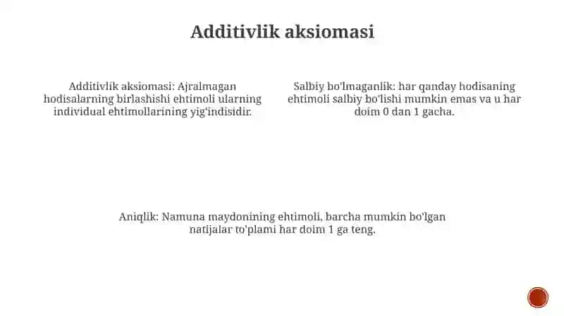A.N.Kolmogorov Aksiomalaridan Kelib Chiqqan Ehtimolning Xossalari 3