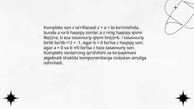 Kompleks sonning algebrik ham trigonometrik shakllari 3