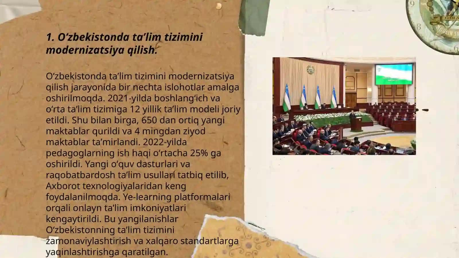 Oʻzbekiston Respublikasida taʼlim sohasida amalga oshirilgan islohotlar 2413-guruh talabalari 3