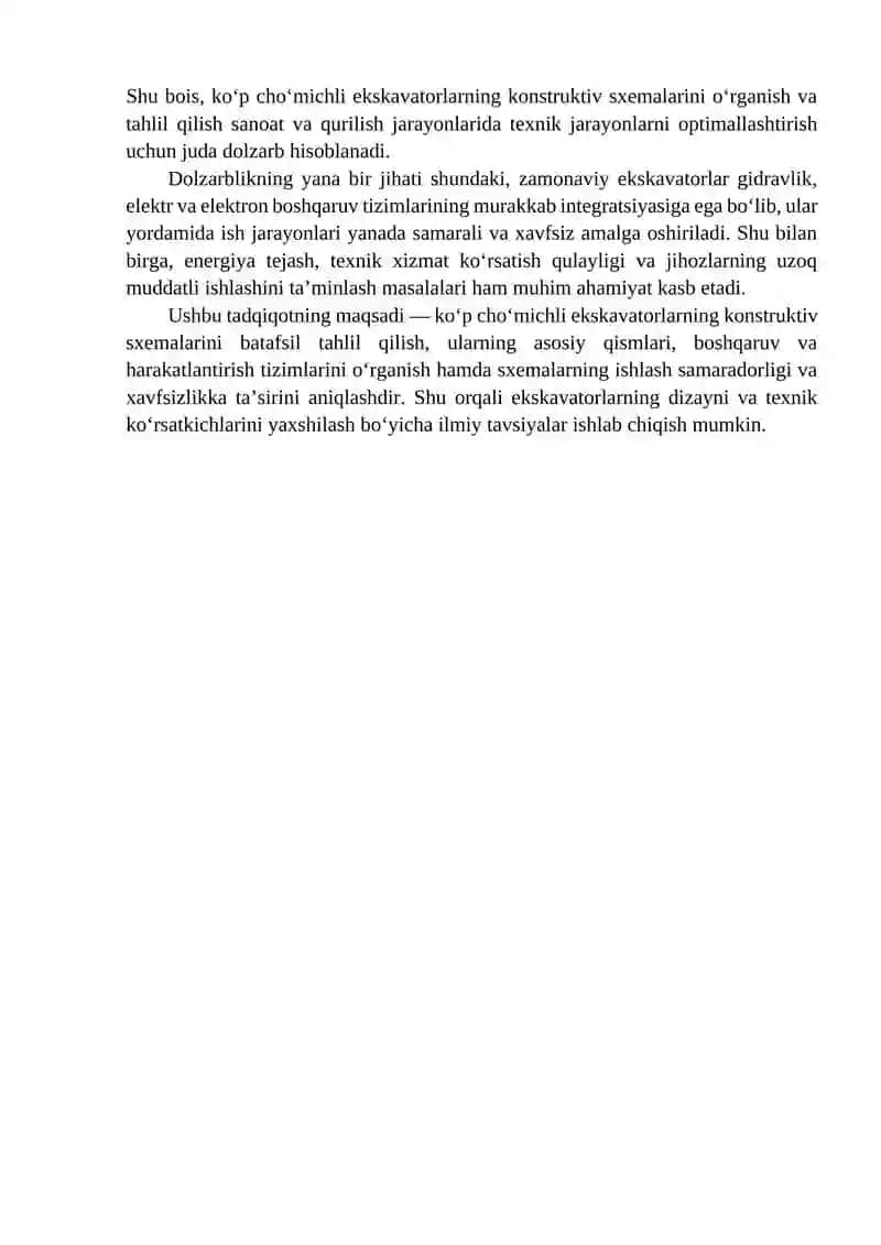 Ko'p cho'michli ekskavatorlarning konstruktiv sxemalari 3